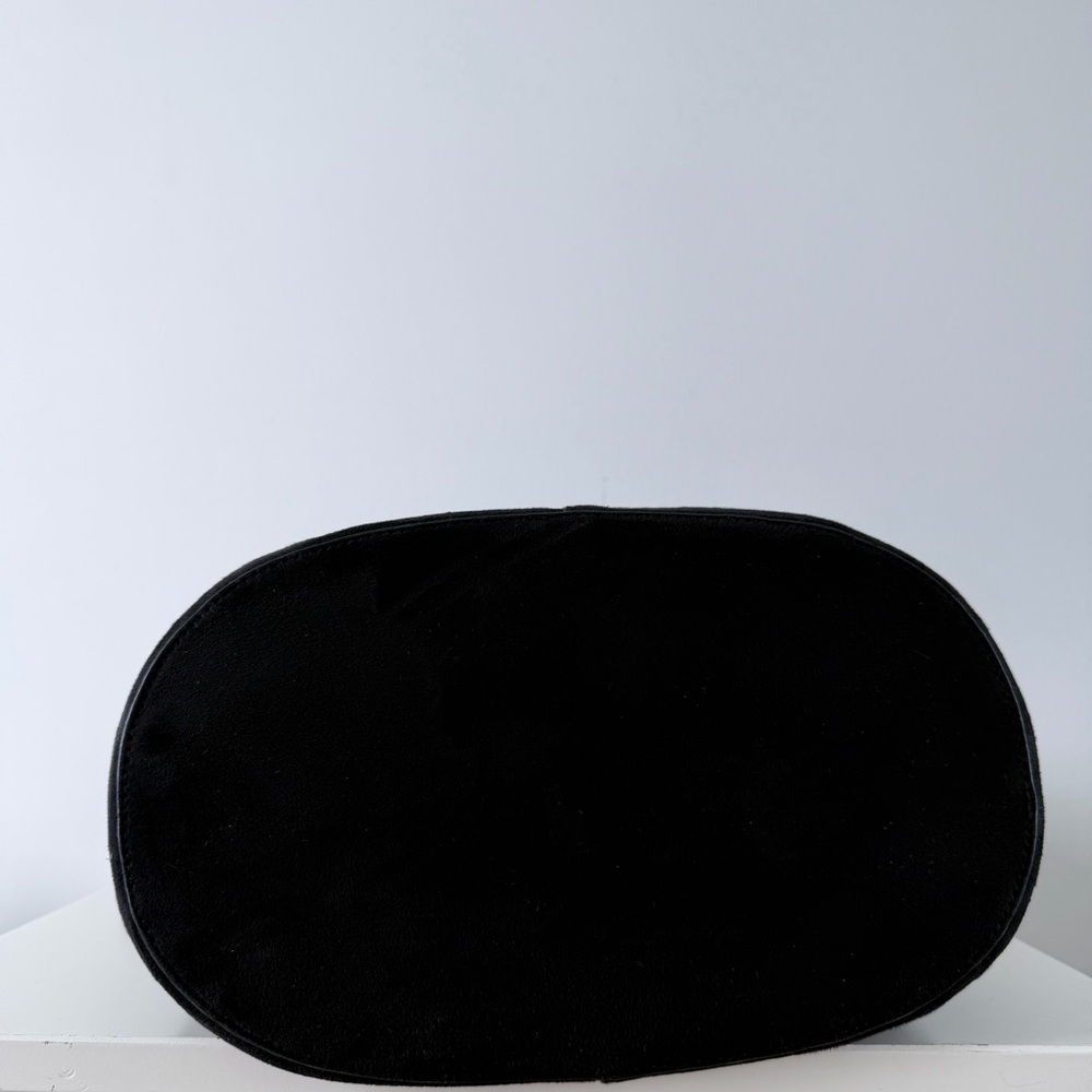 H&M Black Faux Suede Bucket Bag Gold Hardware Adjustable Strap - Picture 6 of 14